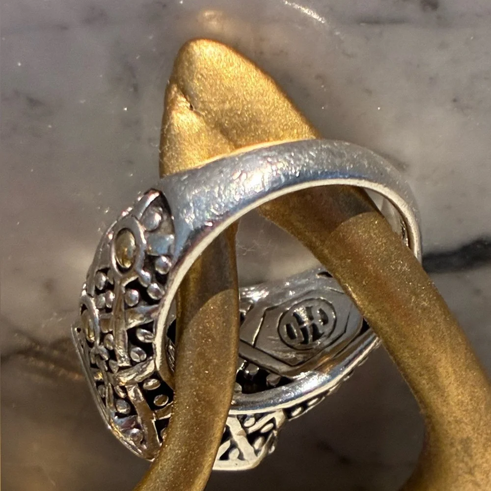 John Hardy Batu Sari Pink Topaz and Diamond Ring, Size 7 - Picture 7 of 8